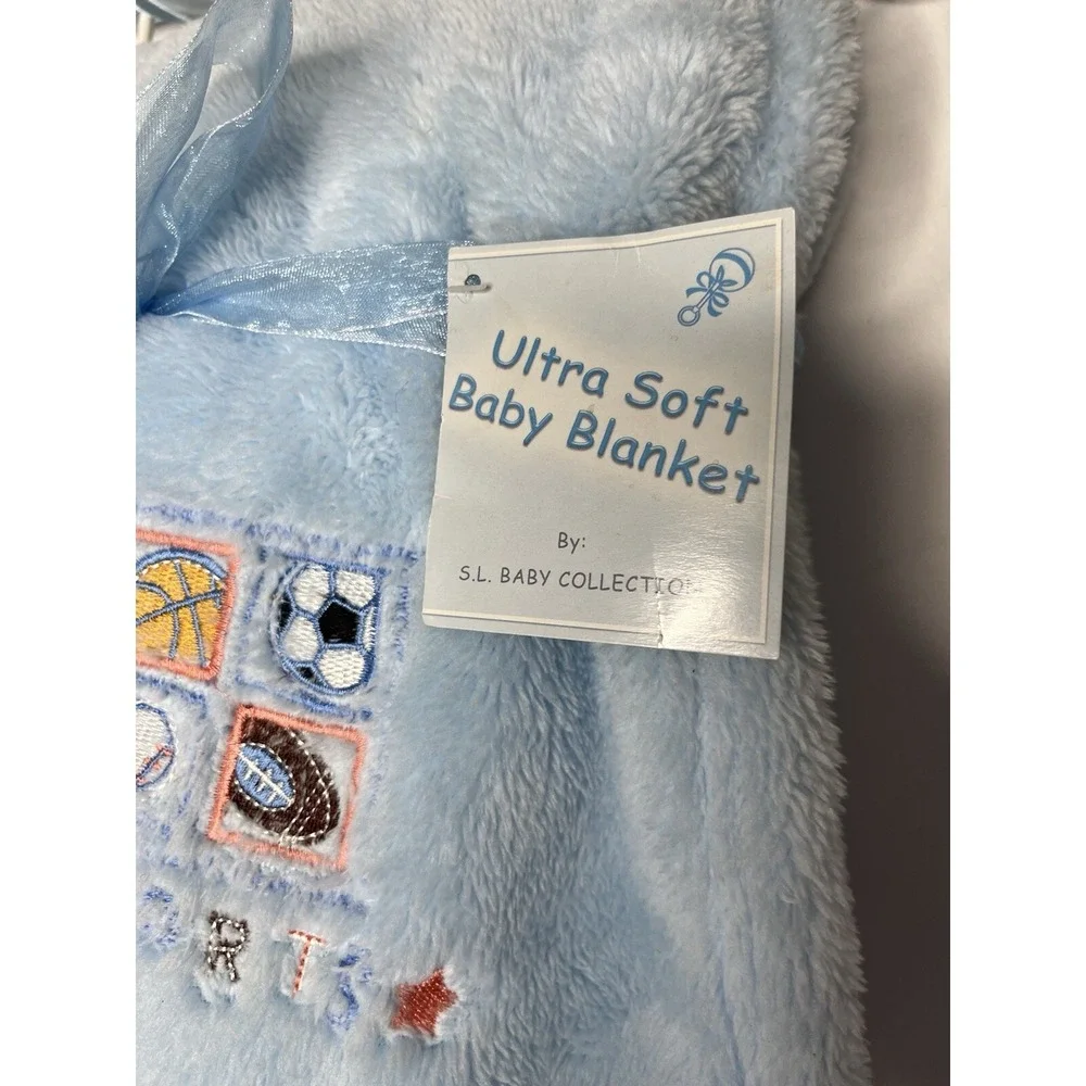 S.L. Home Fashions Blue Sports Baby Blanket Lovey‎ Baby Collection